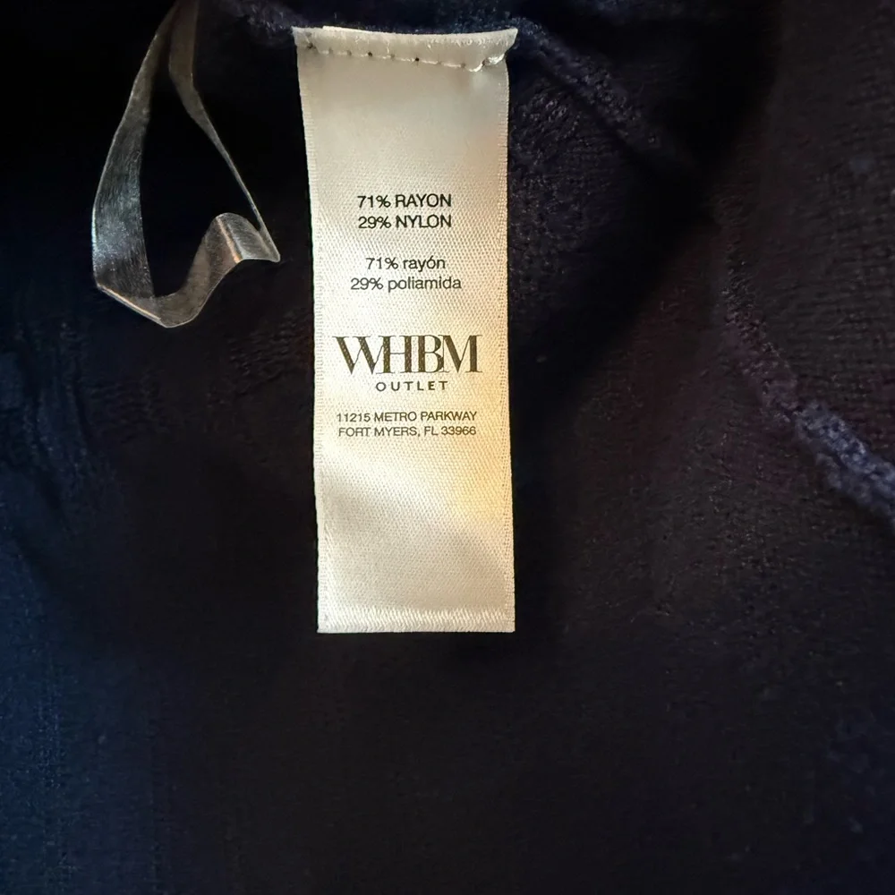 White House Black Market Peplum Cardigan Sweater Navy Size Medium - Picture 6 of 6